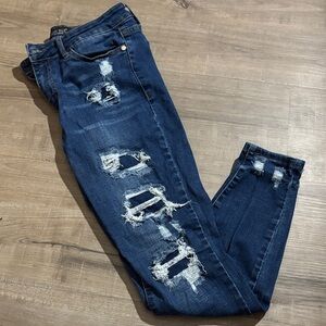 Judy Blue Dark Blue Distressed Skinny Jeans